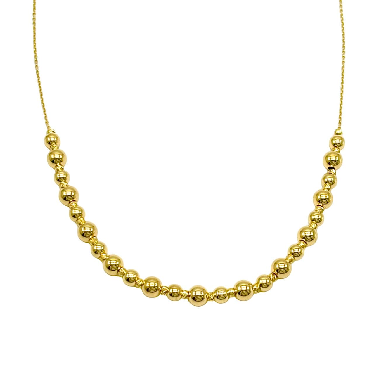 Damen-Halskette Aus 18 Karat Gelbgold Mit Kugeln Gold Massives Zarte Gold-Halskette Für Damen Hergestellt in Italien von GeaJewelryItalia