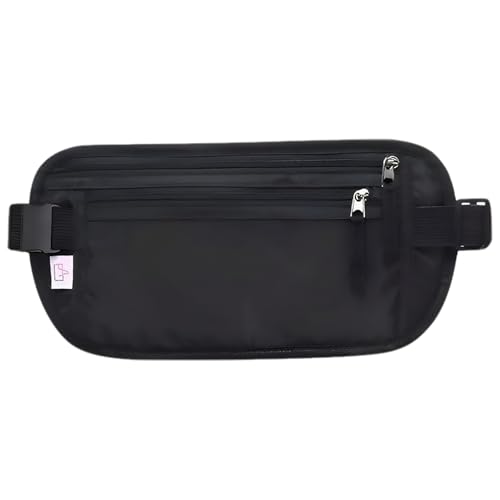 1 Pcs GeldgüRtel Damen RFID-geschützt Diebstahlsichere Bauchtasche Diebstahlsicher Bauchtasche Flach Money Belt Bauchtasche Reisen Flache Bauchtasche Flach Unter Kleidung Reise Bauchtasche(Schwarz) von Geaanen