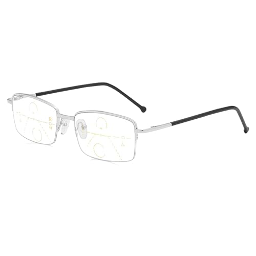 1 Pcs Sherum Intelli Readers Sherum Intellireaders Outfany Intellireaders Sherum Brille Gleitsichtbrille Herren Intelligente Brille Libiyi Intelligente Lesebrille Gleitsichtbrille（Silberrahmen） von Geaanen