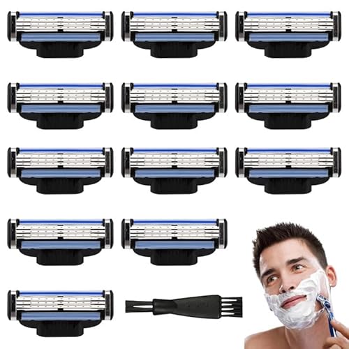 12 Stück Kompatibel Rasierklingen Rasierer Klingen Klingen Kompatibel Mit Rasierer Klinge, Hautfreundliches Design Kommt Für Herren, Rasierklingen Rasierhobel, Mit 1 Bürste von Geaanen