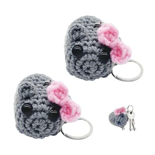 2er-Pack Schlüsselanhänger Gehäkelt,Sad Hamster,Sad Hamster Kuscheltier,Trauriger Hamster,Sad Hamster,Schlüsselanhänger Hamster. von Geaanen