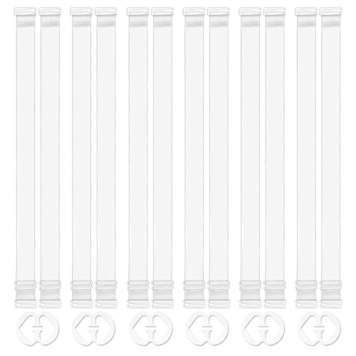 6 Paare 18mm Breit BH TräGer Transparent, Durchsichtige BH TräGer,Verstellbare TräGer Mit 6 BH TräGer Clips Ersatz BH TräGer rutschfeste Unsichtbare Klare BH TräGer Abnehmbare BH TräGer Damen. von Geaanen