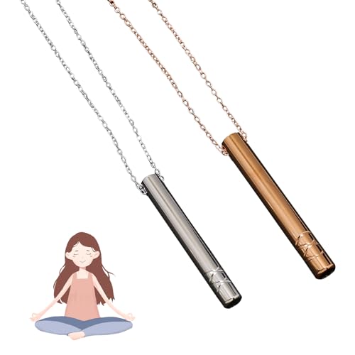 Geaanen 2 Stück Halskette Rauchfrei, Rauchentwöhnung Kette,Rauchentwöhnung HilfsmittelGeeignet für Tiefe Atemübungen Meditation Stressabbau und Entspannung (Silber + Roségold) von Geaanen
