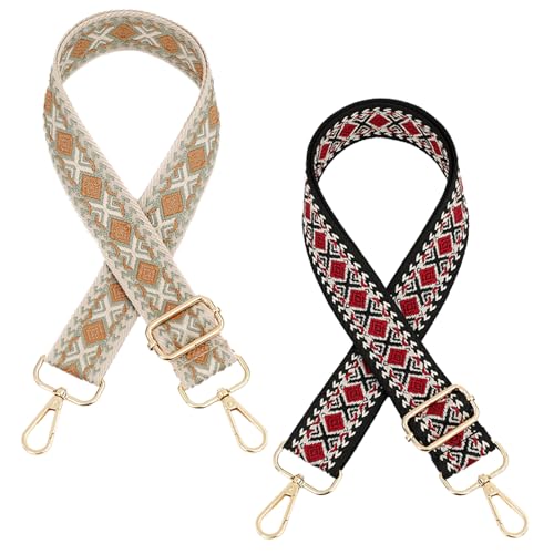 Geaanen 2 Stück Taschengurte zum Wechseln,Boho Verstellbar Schultergurt für Taschen Breit 3.8cm, Taschengurt 80-130cm, Umhängetaschen, Handtaschen für Damen und Herren (2 Farben) von Geaanen