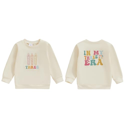 Baby Mädchen 1. Jahr Geburtstags Sweatshirt In My One Year Old Era Langarmshirt Oberteil Baby Mein Erster Geburtstags Outfit Sommer Kleidung (In My Three Year Old Beige, 3-4 Years) von Geagodelia