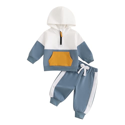 Geagodelia Anzüge Kinder Kleidung Dinosaurier Outfits Neugeborenes Set Kapuzenpullover Langarm + Weiche Hose Mini Boss Print, Blau, 12-18 Monate von Geagodelia
