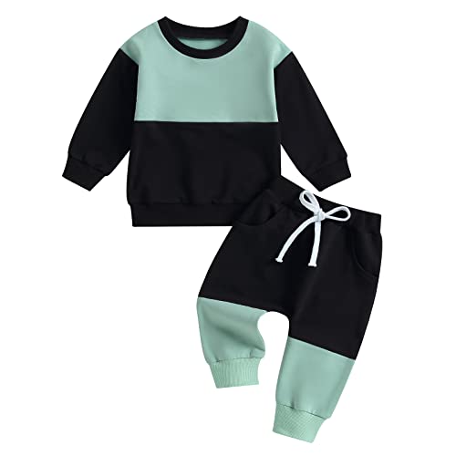 Geagodelia Baby Jungen Kleidung Set Langarmshirt und Hose Herbst Winter Bekleidungssets Neugeborenen Set Kleinkinder Outfits (B 01- Schwarz, 18-24 Monate) von Geagodelia