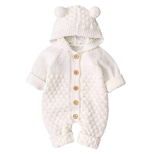 Geagodelia Baby Jungen Mädchen Overall Strampler Winteroverall Babykleidung Neugeborene Kleinkinder Weiche Langarm Kleidung Outfit Jumpsuit Herbst Winter T-35879 (3-6 Monate, Weiß 79) von Geagodelia