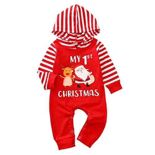 Geagodelia Baby Jungen Mädchen Strampler Overall Weihnachten Babykleidung Schlafstrampler Neugeborene Weiche Kleidung Weihnachtsoutfit My First Christmas (0-3 Monate, Rot - Weihnachtsmann) von Geagodelia