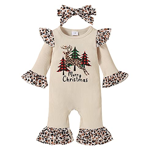 Geagodelia Baby Jungen Mädchen Strampler Overall Weihnachten Outfit Kleidung Weihnachtsoutfit Babykleidung Neugeborene Weiche Babyset My First Christmas (Beige 83 - Weihnachtsbaum, 6-9 Monate) von Geagodelia