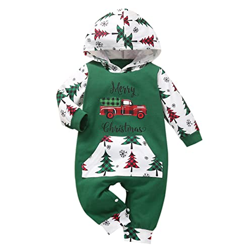 Geagodelia Baby Jungen Mädchen Strampler Overall Weihnachten Outfit Kleidung Weihnachtsoutfit Babykleidung Neugeborene Weiche Babyset My First Christmas (Grün 58 - Weihnachtsbaum, 6-12 Monate) von Geagodelia