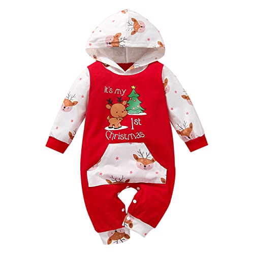 Geagodelia Baby Jungen Mädchen Strampler Overall Weihnachten Outfit Kleidung Weihnachtsoutfit Babykleidung Neugeborene Weiche Babyset My First Christmas (Rot 58 - Weihnachtsbaum, 12-18 Monate) von Geagodelia