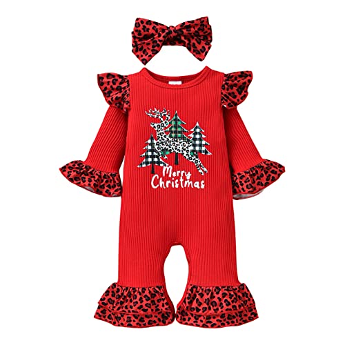 Geagodelia Baby Jungen Mädchen Strampler Overall Weihnachten Outfit Kleidung Weihnachtsoutfit Babykleidung Neugeborene Weiche Babyset My First Christmas (Rot 91 - Weihnachtsbaum, 3-6 Monate) von Geagodelia