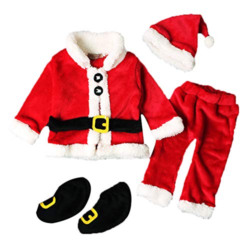 Geagodelia Baby Jungen Weihnachten Outfit Weihnachtsmann Kostüm Weihnachtsoutfit Babykleidung Set Langarm Oberteil + Hose Neugeborene Weiche Kleidung Weihnachtskostüm (18-24 Monate) von Geagodelia