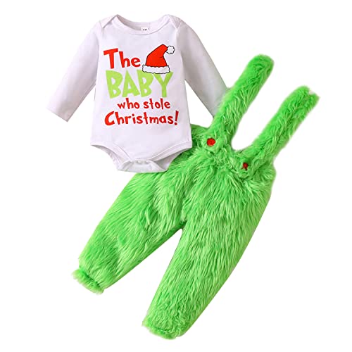 Geagodelia Baby Kinder Weihnachten Outfit Kleidung Jungen Mädchen Weihnachtsoutfit Babykleidung Set Body/Sweatshirt Top + Hose/Rock Neugeborene Babyset Weiß & Grün (A - Hose Set, 18-24 Monate) von Geagodelia