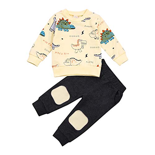 Geagodelia Baby Kleidung Jungen Sweatshirts Langarm Oberteile Hose Baby Neugeborenen Set Outfit Babykleidung Set (Tier Beige, 3-4 Jahre) von Geagodelia