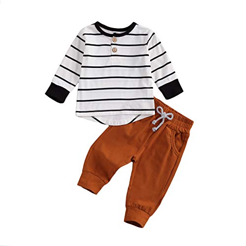 Geagodelia Baby Kleidung Jungen Sweatshirts Langarm Oberteile Hose Baby Neugeborenen Set Outfit Babykleidung Set (Weiß, 0-6 Monate) von Geagodelia
