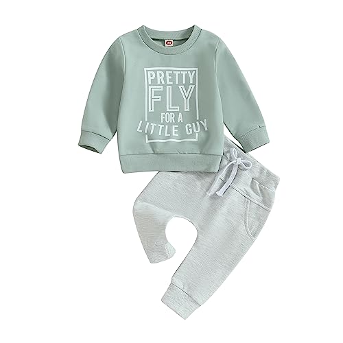 Geagodelia Baby Kleidung Set Junge Hose und Sweatshirt Langarmshirt Winter Bekleidungssets für Kleinkinder Baby Jungen Outfits Lässig Winterkleidung (A 01- Hellgrün, 6-12 Months) von Geagodelia