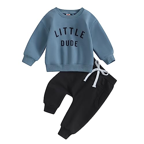 Geagodelia Baby Kleidung Set Jungen Hose und Sweatshirt Langarmshirt Winter Bekleidungssets für Kleinkinder Baby Jungen Outfits Lässig Winterkleidung (A 01- Blau, 12-18 Months) von Geagodelia