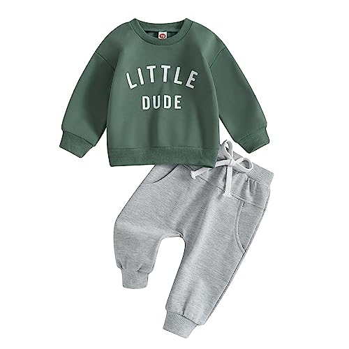 Geagodelia Baby Kleidung Set Jungen Hose und Sweatshirt Langarmshirt Winter Bekleidungssets für Kleinkinder Baby Jungen Outfits Lässig Winterkleidung (A 01- Dunkelgrün, 0-6 Months) von Geagodelia