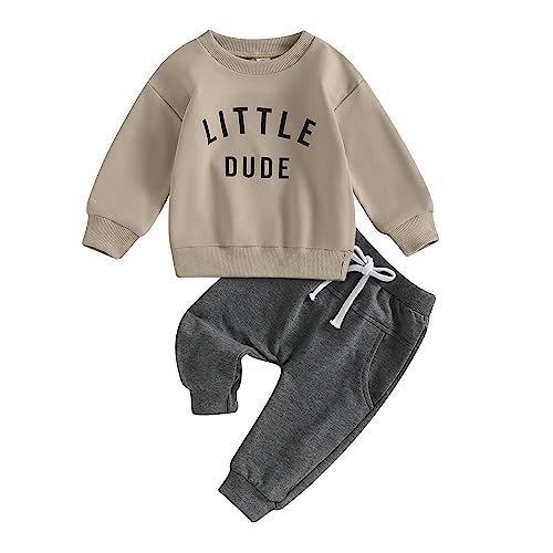 Geagodelia Baby Kleidung Set Jungen Hose und Sweatshirt Langarmshirt Winter Bekleidungssets für Kleinkinder Baby Jungen Outfits Lässig Winterkleidung (A 01- Khaki, 2-3 Years) von Geagodelia