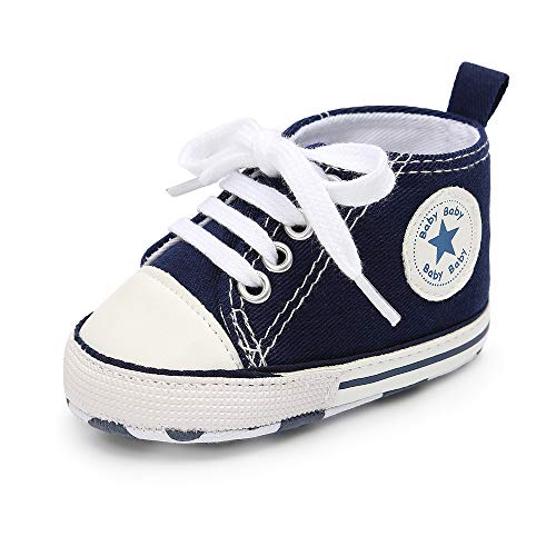 Geagodelia Baby Lauflernschuhe Weiche Krabbelschuhe Babyschuhe für Kleinkind Jungen Mädchen FX-12102 (12-18 Monate, Dunkelblau) von Geagodelia