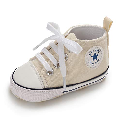 Geagodelia Baby Lauflernschuhe Weiche Krabbelschuhe Babyschuhe für Kleinkind Jungen Mädchen FX-12102 (3-6 Monate, Beige) von Geagodelia