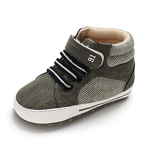 Geagodelia Baby Lauflernschuhe Weicher Hausschuhe Krabbelschuhe für Kleinkind Junge Mädchen FX11964, Armeegrün, 6-12 Monate (Herstellergröße: 2) von Geagodelia