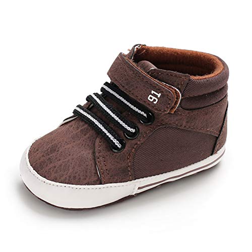 Geagodelia Baby Lauflernschuhe Weicher Hausschuhe Krabbelschuhe für Kleinkind Junge Mädchen FX11964, Braun, 6-12 Monate (Herstellergröße: 2) von Geagodelia