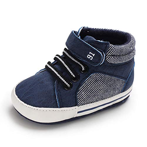 Geagodelia Baby Lauflernschuhe Weicher Hausschuhe Krabbelschuhe für Kleinkind Junge Mädchen FX11964, Blau, 12-18 Monate (Herstellergröße: 3) von Geagodelia