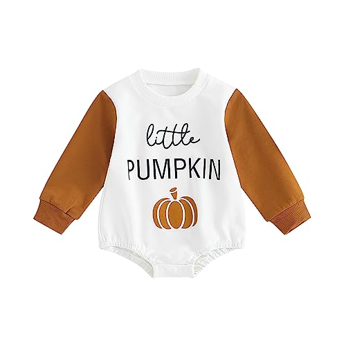 Geagodelia Baby Mädchen Jungen Halloween Body Strampler Langarm Kürbis Kleidung Outfit Babykleidung Langarmbody Neugeborene Weiche Babybody My First Halloween (Weiß 62, 12-18 Monate) von Geagodelia