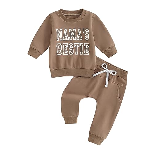 Geagodelia Baby Mädchen Kleidung Set Langarmshirt und Hose Herbst Winter Bekleidungssets Neugeborenen Set Kleinkinder Outfits (0826-02#Braun, 6-12 Monate) von Geagodelia