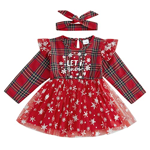 Geagodelia Baby Mädchen Weihnachten Kleid Outfit Prinzessin Weihnachtskleid Weihnachtsoutfit Langarm Babykleidung Neugeborene Weiche Kleidung My First Christmas (Rot 16, 3-6 Monate) von Geagodelia