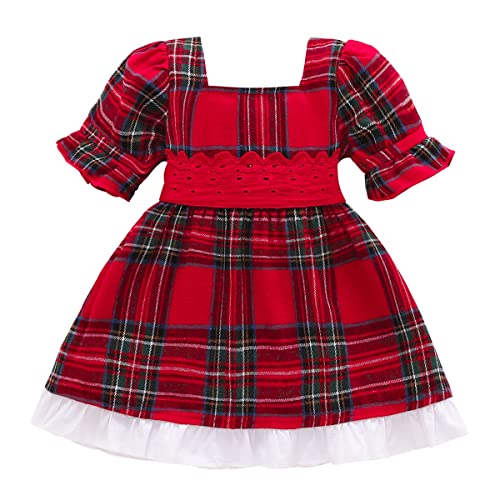 Geagodelia Baby Mädchen Weihnachten Kleid Outfit Prinzessin Weihnachtskleid Weihnachtsoutfit Langarm Babykleidung Neugeborene Weiche Kleidung My First Christmas (Rot 43, 12-18 Monate) von Geagodelia