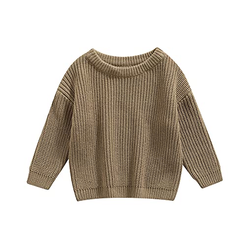 Geagodelia Kleinkinder Baby Oversized Pullover Mädchen Jungen Grobmaschig Strickpullover Herbst Winter Warm Gestrickt Pulli Oberteil Knitted Jumper Sweater (Grau, 12-18 Monate) von Geagodelia