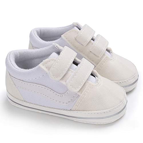 Geagodelia Baby Schuhe Krabbelschuhe Hausschuhe Lauflernschuhe Jungen Foot Chucks Sneaker Babyschuhe 6-12 Monate Geschenk Baby Kleidung 0-6 Monate (Weiß, 12-18 Monate) von Geagodelia