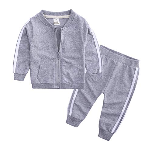 Geagodelia Babykleidung Set Baby Jungen Mädchen Kleidung Outfit Jogginganzug Jacke Top + Hose Jogginghose Neugeborene Weiche Babyset (Grau 87, 12-18 Monate) von Geagodelia