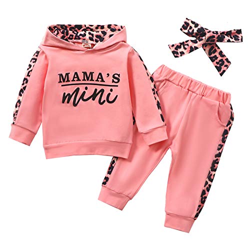 Geagodelia Babykleidung Set Baby Mädchen Kleidung Outfit Langarm Kapuzenpullover Top + Hose Neugeborene Kleinkinder Weiche Babyset Mama's Mini (Pink 725, 0-6 Monate) von Geagodelia