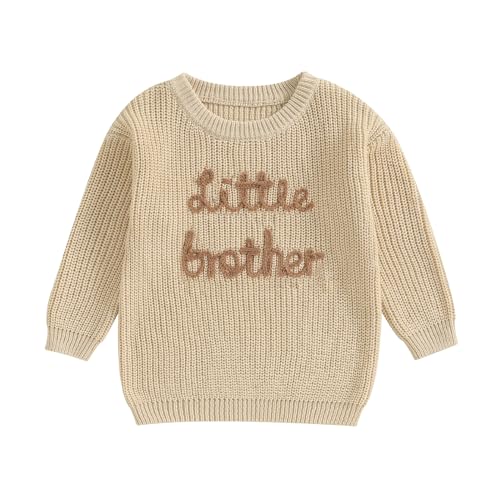 Geagodelia Big Brother Little Brother Outfits Big Brother Pullover Little Brother Pullover Frühling Herbst Winter Kleidung, Khaki Little Brother, 3-6 Monate von Geagodelia