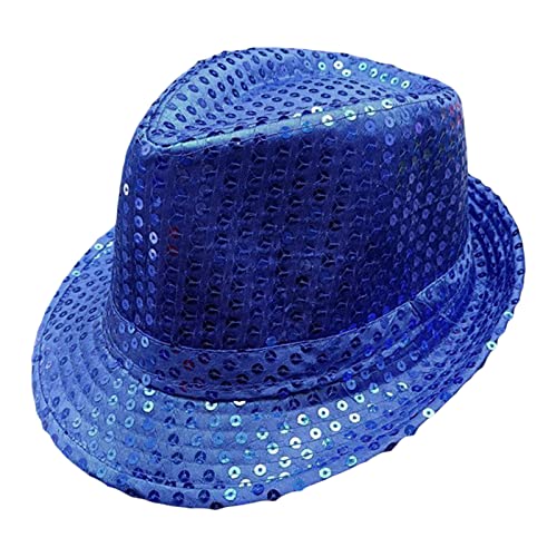 Geagodelia Damen Glitzer Hut Pailletten Mütze Kopfbedeckung für Party Disco Halloween Karneval Kostüm Fasching Accessoires Faschingshut Kostümzubehör Einheitsgröße (Blau) von Geagodelia