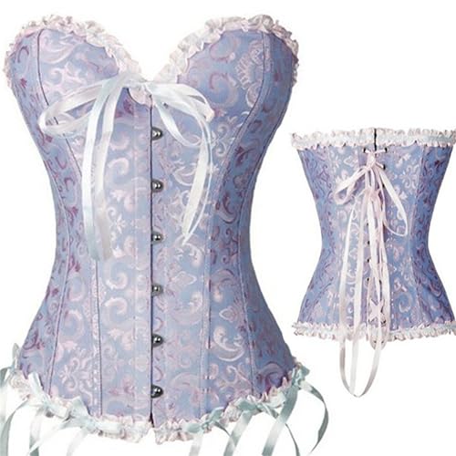 Geagodelia Damen Korsett Oberteil Rücken Schnüren Große Brüste Sexy Piraten Kostüm Corsage Bustier Corset Top Große Größen (A 01- Lila, M) von Geagodelia