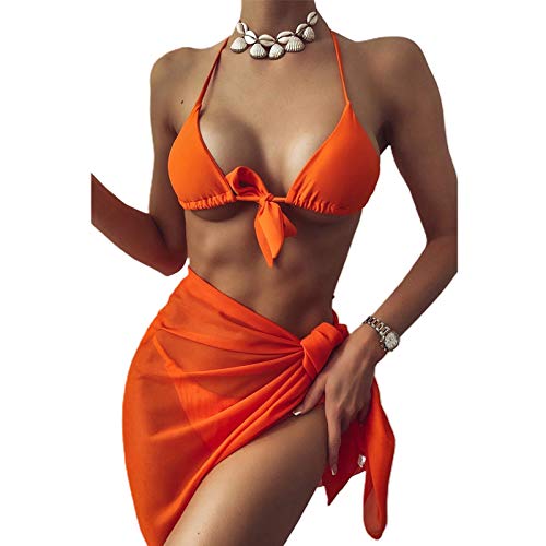 Geagodelia Damen Sexy Sarong Tuch Elegante Sommer Strand Pareo-Tuch Strandrock Chiffon Rock Leichte Minirock Sommerrock Bikini Cover Up Badeanzug Wickelrock SK-469 (Orange) von Geagodelia