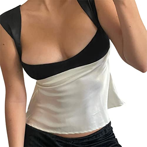 Geagodelia Damen Sexy Tank Top BH-Hemd Y2k Fashion Oberteile Crop Korsett Top Sommer Aesthetic Clothes Streetwear Clubwear Cami Corset Top Camisole (D - Weiß, L) von Geagodelia