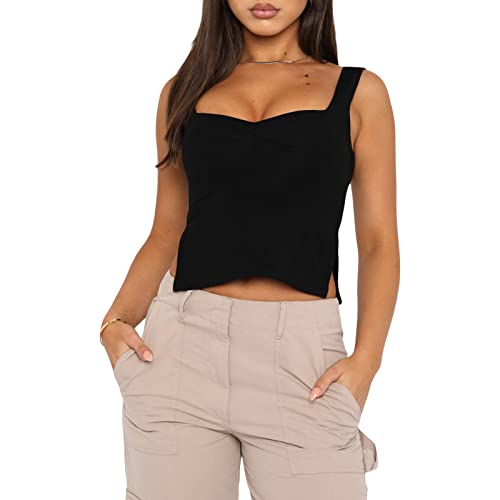 Geagodelia Damen Sexy Tank Top Rückenfreies Oberteil Y2k Fashion Backless Top Sommer Aesthetic Clothes Outfits BH-Hemd Streetwear Cami Camisole (A - Schwarz, M) von Geagodelia