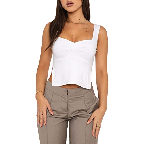 Geagodelia Damen Sexy Tank Top Rückenfreies Oberteil Y2k Fashion Backless Top Sommer Aesthetic Clothes Outfits BH-Hemd Streetwear Cami Camisole (A - Weiß, L) von Geagodelia