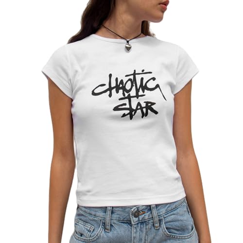 Geagodelia Damen T-Shirt Basic Kurzarm Aufdruck Tshirt Elegant Oberteil Sommer Crop Top Y2k Aesthetic Clothes Outfit Baby Tees Skims Dupe Weiss (E Weiß - Wörter, S) von Geagodelia