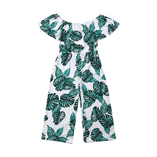 Geagodelia Kinder Mädchen Jumpsuit Sommer Hosenanzug Schulterfrei Playsuit Sommer Einteilg Overalls Outfits (Grün, 4-5 Jahre) von Geagodelia