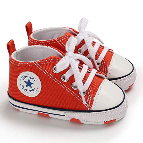 Geagodelia Baby Schuhe Krabbelschuhe Hausschuhe Lauflernschuhe Jungen Foot Chucks Sneaker Babyschuhe Baby Kleidung 0-6 Monate (Rot, 12-18 Monate) von Geagodelia
