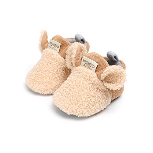 Geagodelia Kleinkind Mädchen Babyschuhe Winterschuhe Neugeborene Baby Schuhe Herbst Winter Baumwolle Wärme Sohle Weich Sockenschuhe (Khaki, 6-12 Monate) von Geagodelia