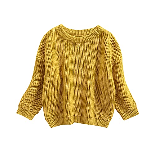 Geagodelia Kleinkinder Baby Oversized Pullover Mädchen Jungen Grobmaschig Strickpullover Herbst Winter Warm Gestrickt Pulli Oberteil Knitted Jumper Sweater (Gelb, 12-18 Monate) von Geagodelia